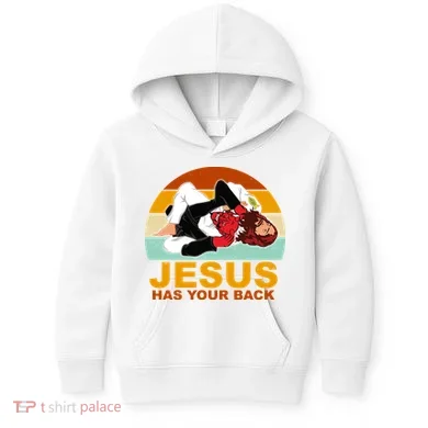 Jesus Has Your Back Fighting Devil Kids Hoodie