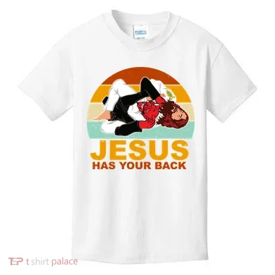 Jesus Has Your Back Fighting Devil Kids T-Shirt