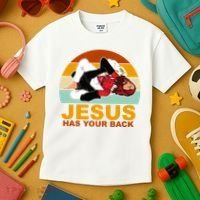 Jesus Has Your Back Fighting Devil Kids T-Shirt thumb 3