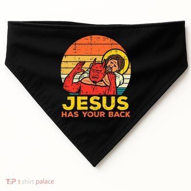 Jesus Has Your Back Jiu Jitsu Retro Christian USA-Made Doggie Bandana