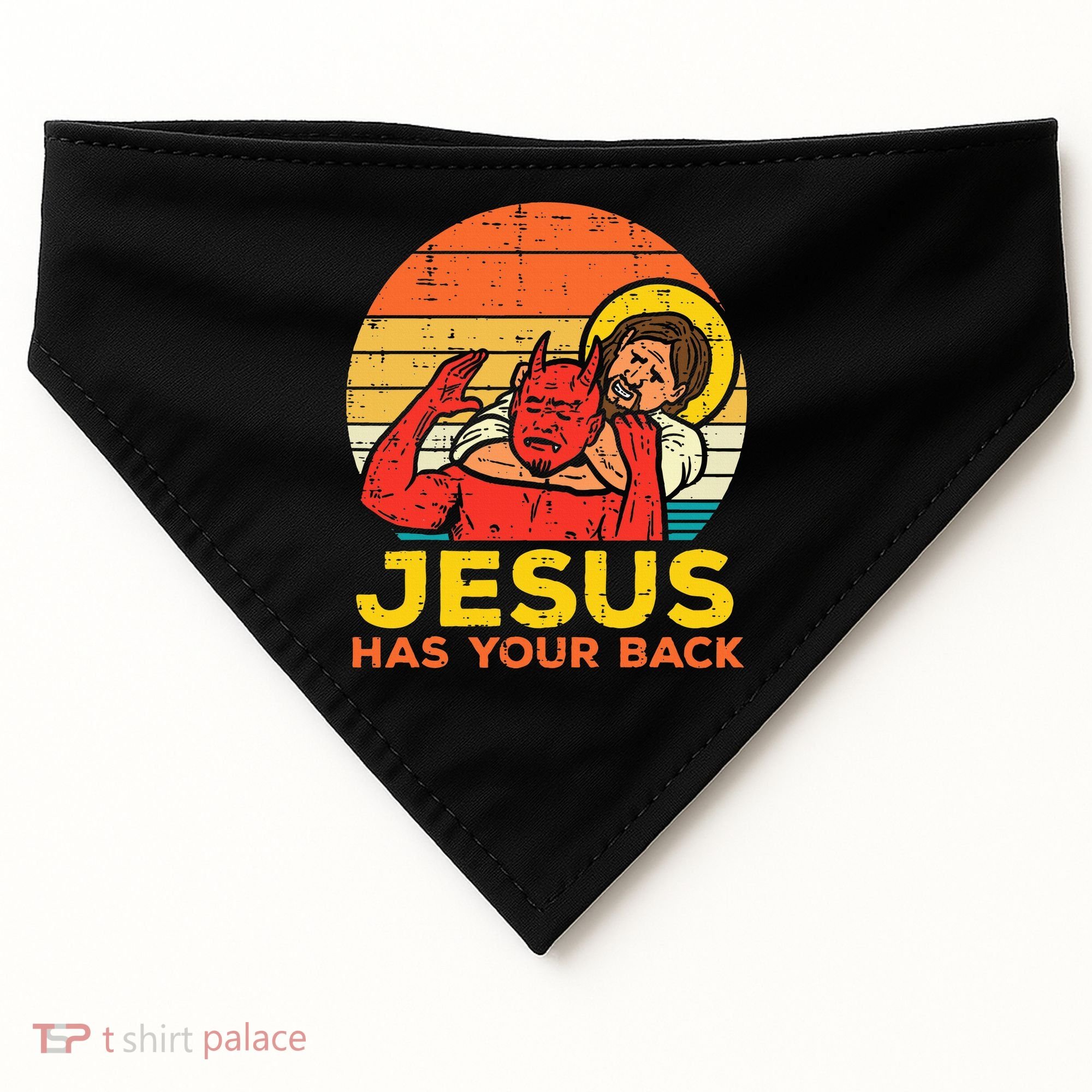 Jesus Has Your Back Jiu Jitsu Retro Christian USA-Made Doggie Bandana