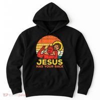 Jesus Has Your Back Jiu Jitsu Retro Christian Hoodie thumb 0