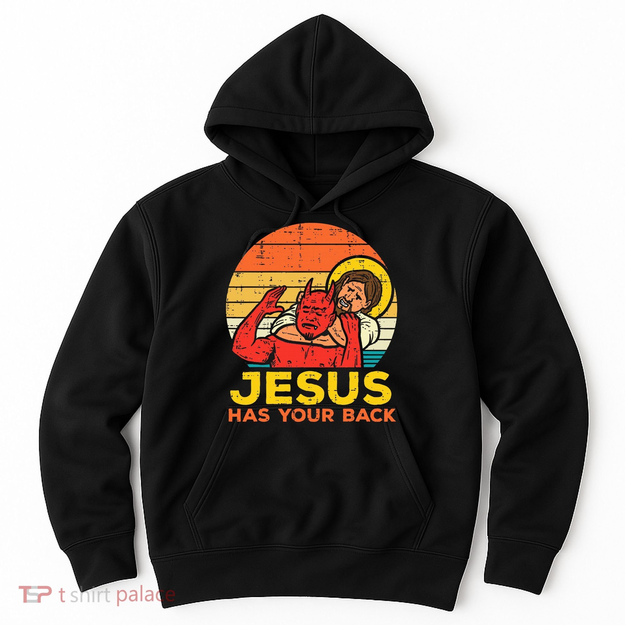 Jesus Has Your Back Jiu Jitsu Retro Christian Hoodie