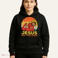 Jesus Has Your Back Jiu Jitsu Retro Christian Hoodie thumb 5