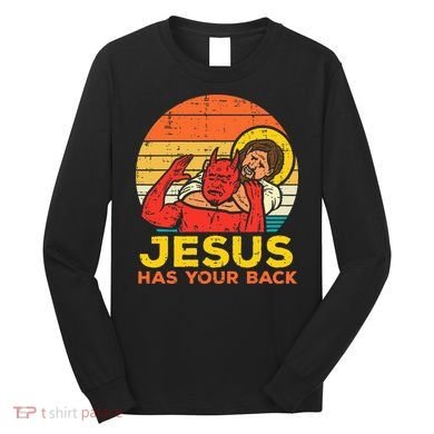 Jesus Has Your Back Jiu Jitsu Retro Christian Long Sleeve Shirt