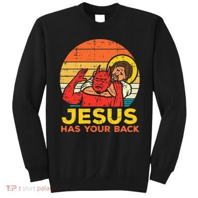 Jesus Has Your Back Jiu Jitsu Retro Christian Sweatshirt