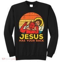 Jesus Has Your Back Jiu Jitsu Retro Christian Sweatshirt thumb 0
