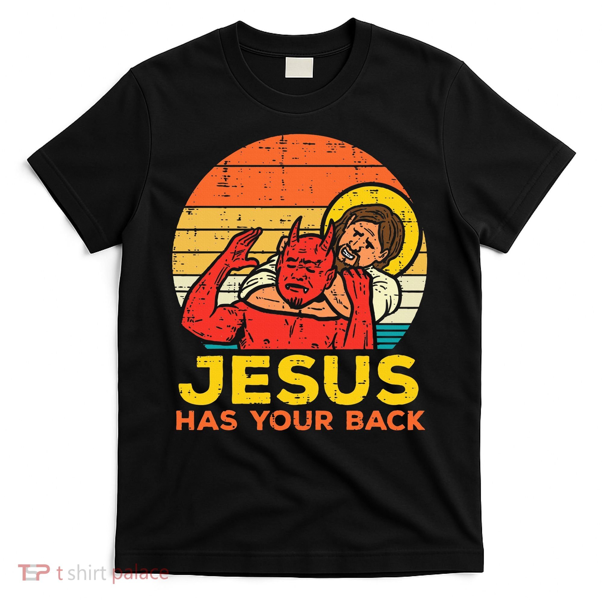 Jesus Has Your Back Jiu Jitsu Retro Christian T-Shirt