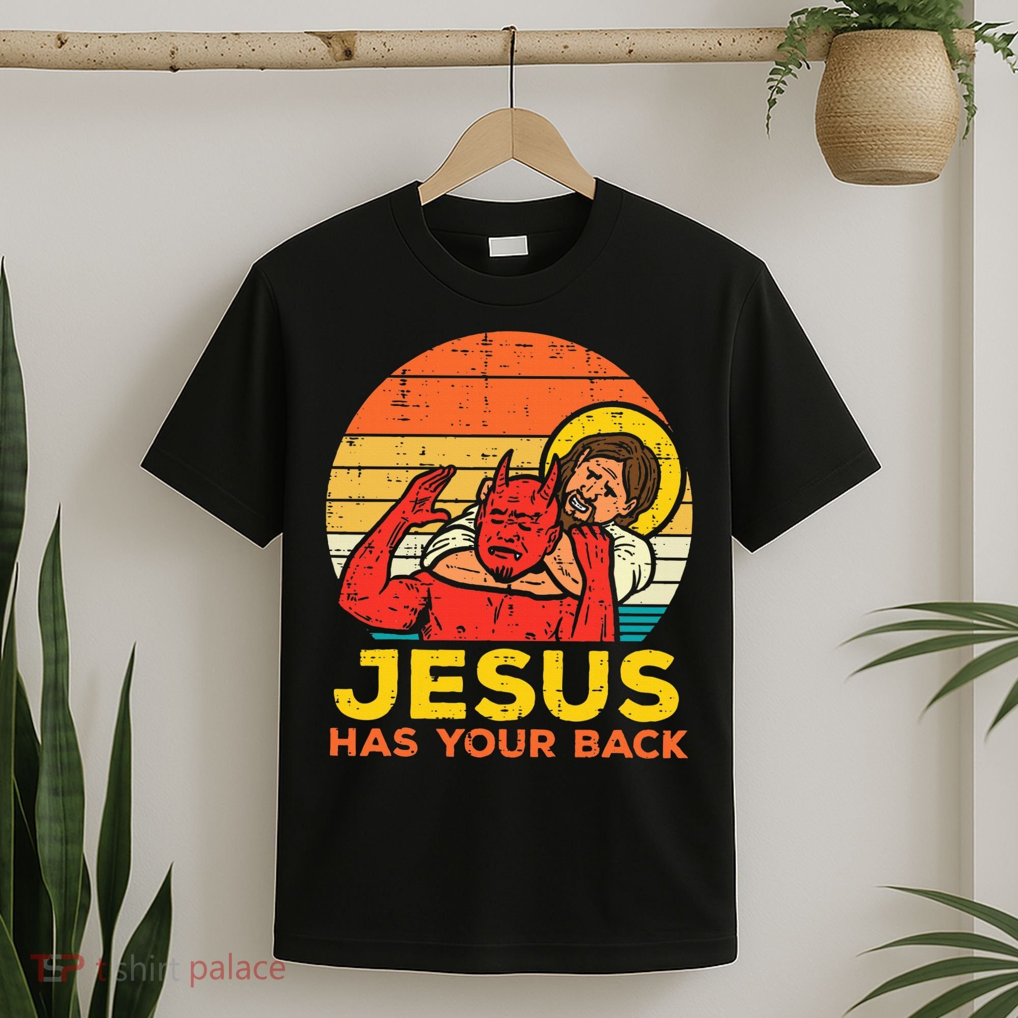 Jesus Has Your Back Jiu Jitsu Retro Christian T-Shirt