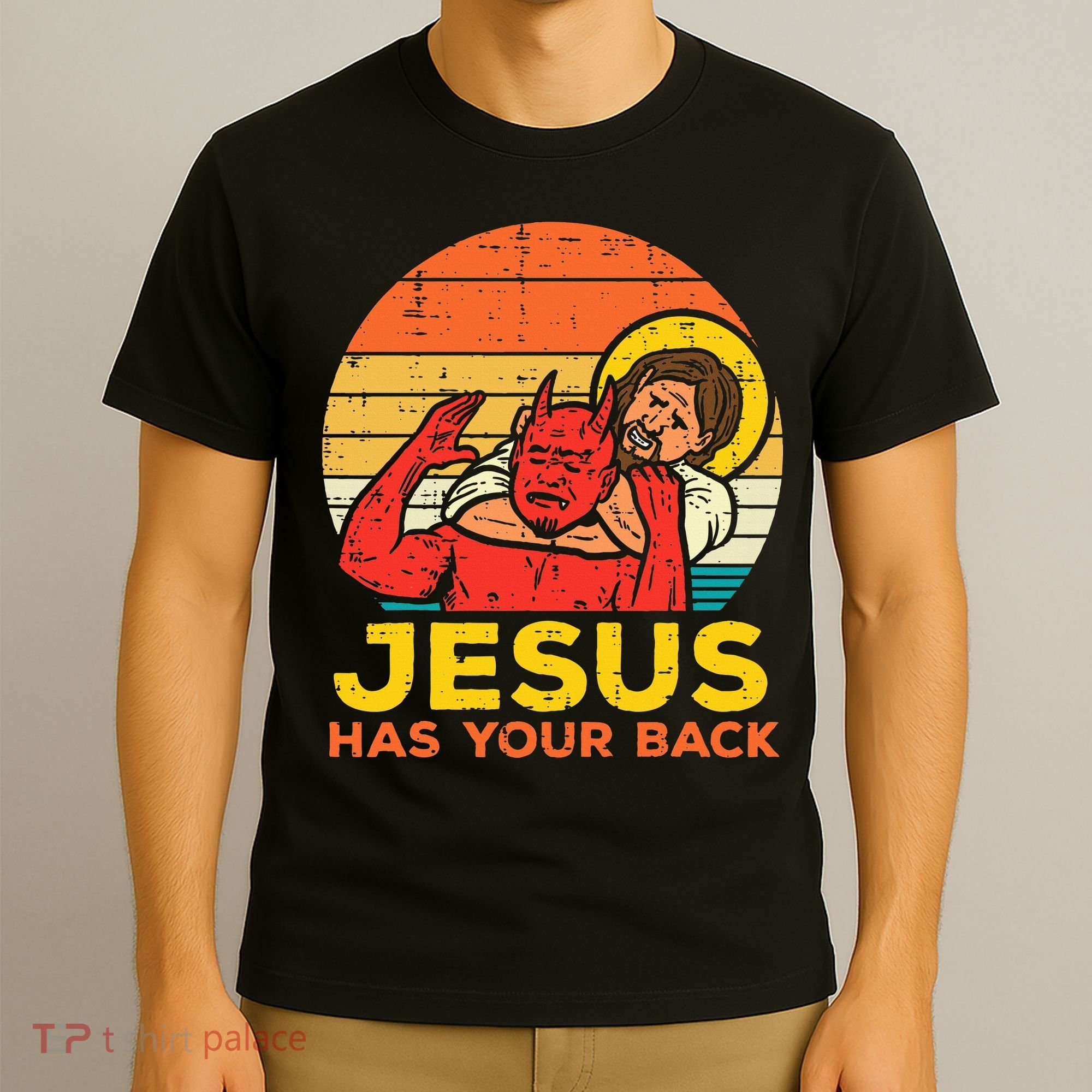 Jesus Has Your Back Jiu Jitsu Retro Christian T-Shirt