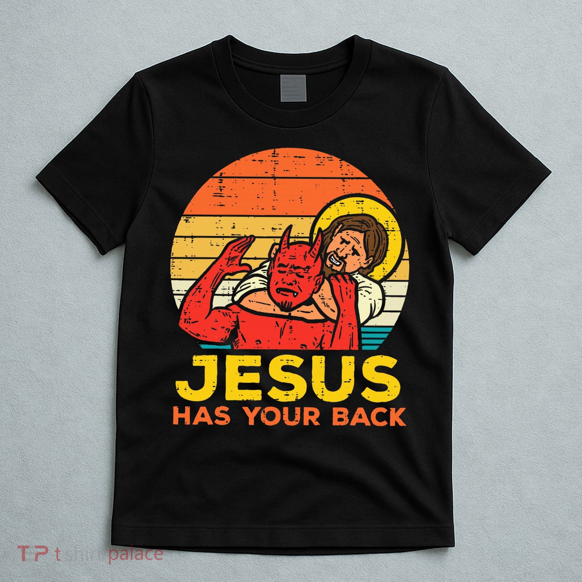 Jesus Has Your Back Jiu Jitsu Retro Christian T-Shirt