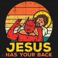 Jesus Has Your Back Jiu Jitsu Retro Christian T-Shirt thumb 7