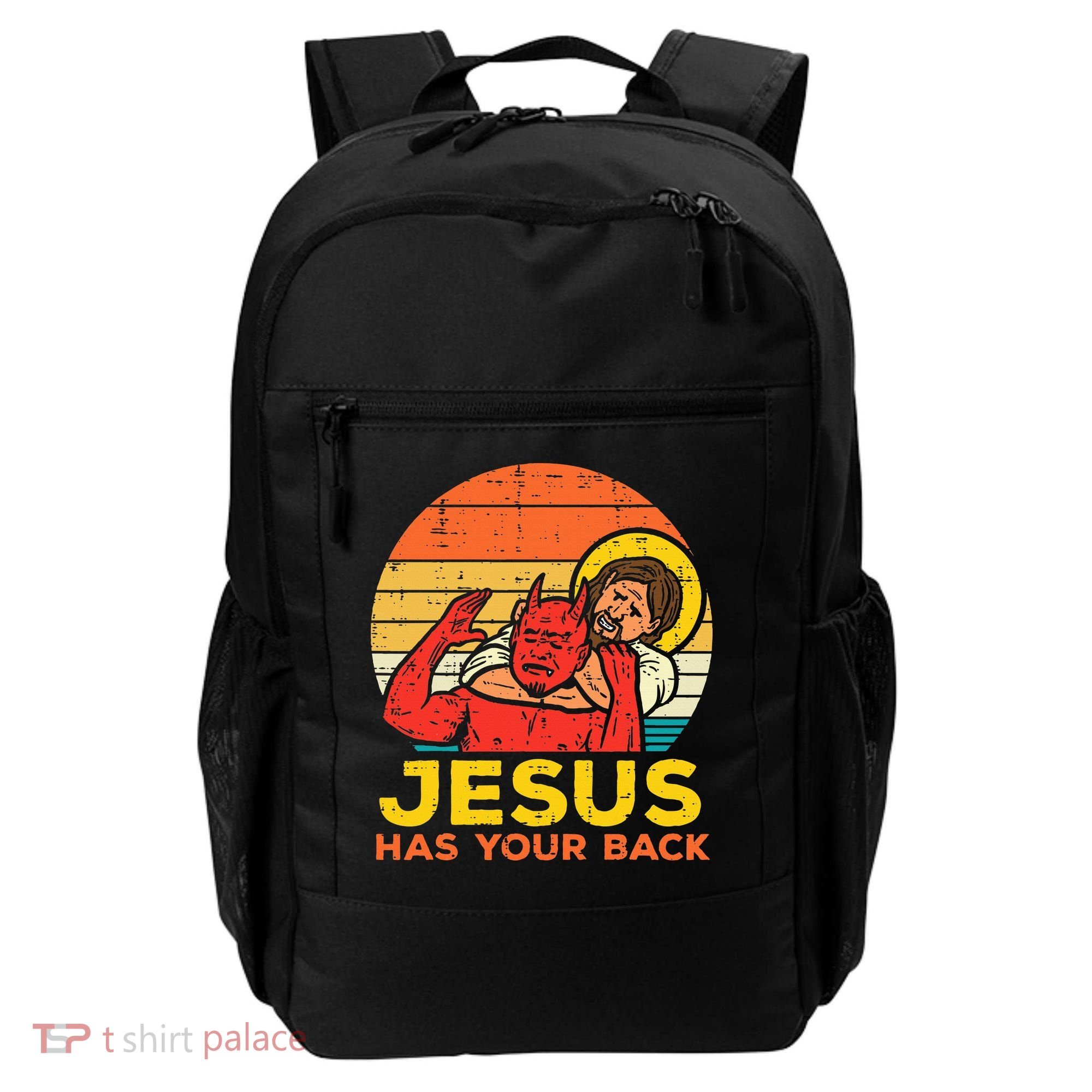 Jesus Has Your Back Jiu Jitsu Retro Christian Backpack