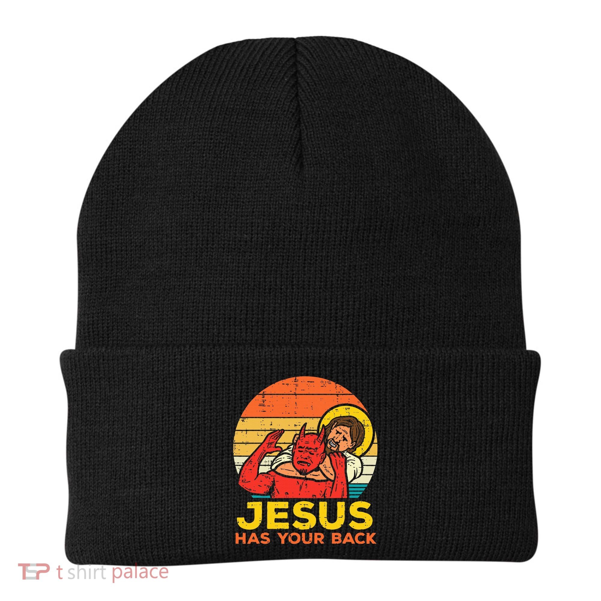Jesus Has Your Back Jiu Jitsu Retro Christian Beanie