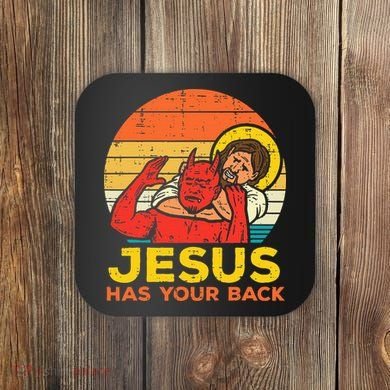 Jesus Has Your Back Jiu Jitsu Retro Christian Coaster