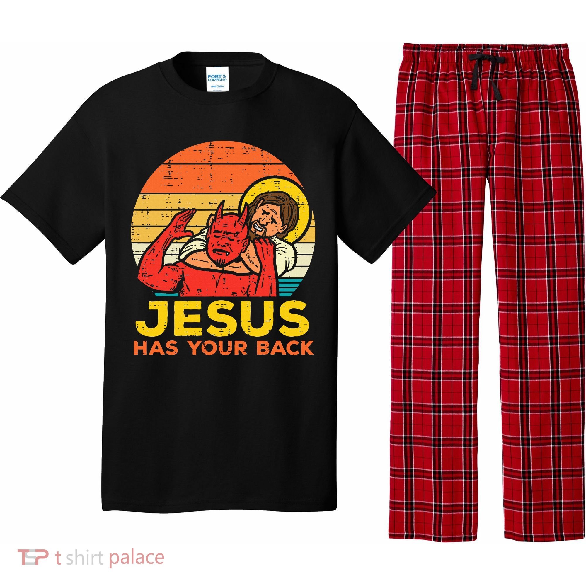 Jesus Has Your Back Jiu Jitsu Retro Christian Pajama Set