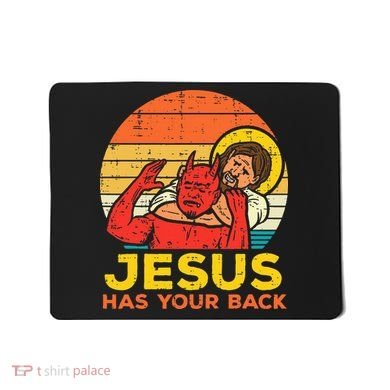 Jesus Has Your Back Jiu Jitsu Retro Christian Mousepad