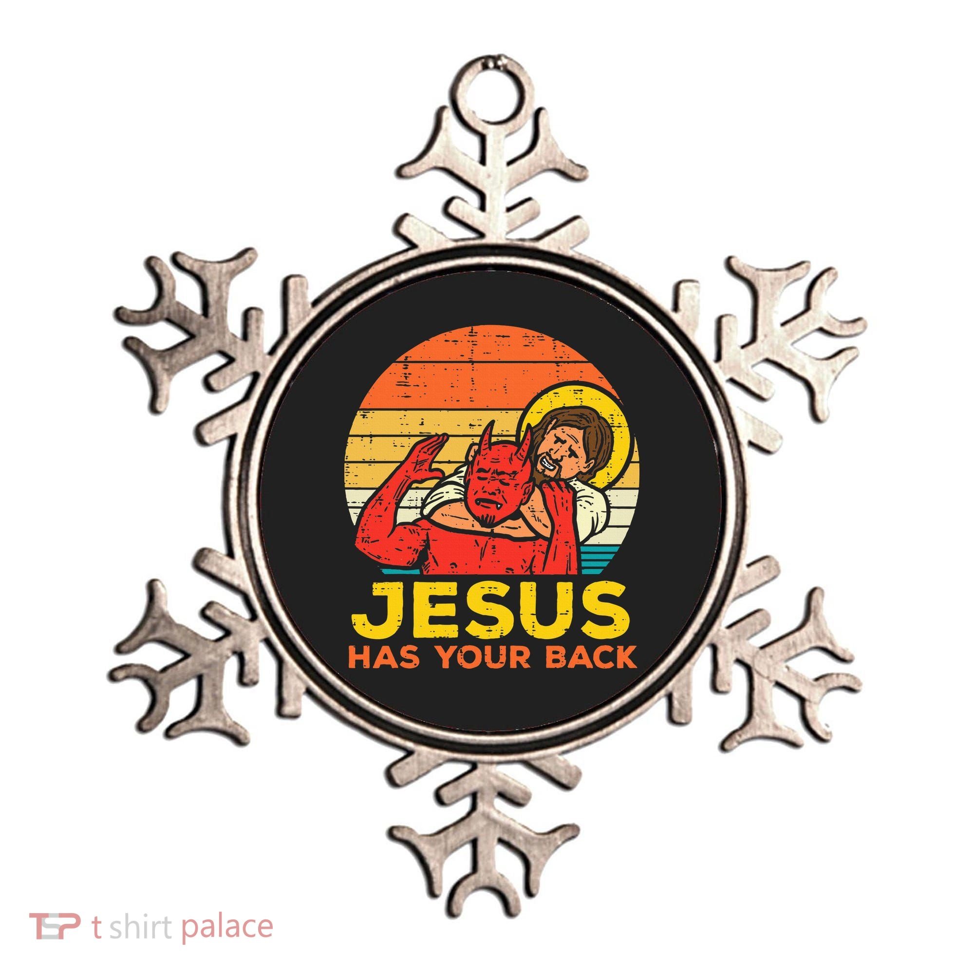Jesus Has Your Back Jiu Jitsu Retro Christian Ornament
