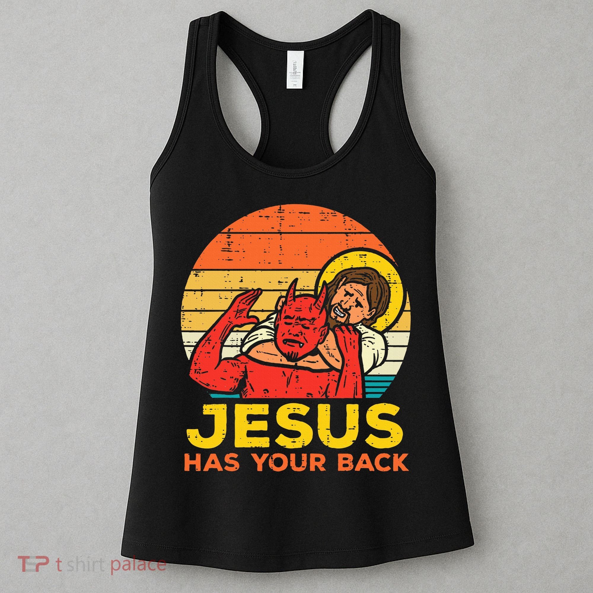 Jesus Has Your Back Jiu Jitsu Retro Christian Women's Tank Top