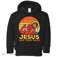 Jesus Has Your Back Jiu Jitsu Retro Christian Toddler Hoodie thumb 0