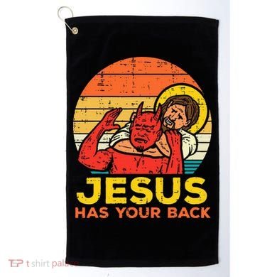Jesus Has Your Back Jiu Jitsu Retro Christian Golf Towel
