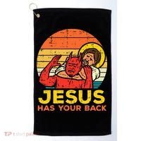 Jesus Has Your Back Jiu Jitsu Retro Christian Golf Towel thumb 0