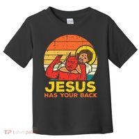 Jesus Has Your Back Jiu Jitsu Retro Christian Toddler T-Shirt thumb 0