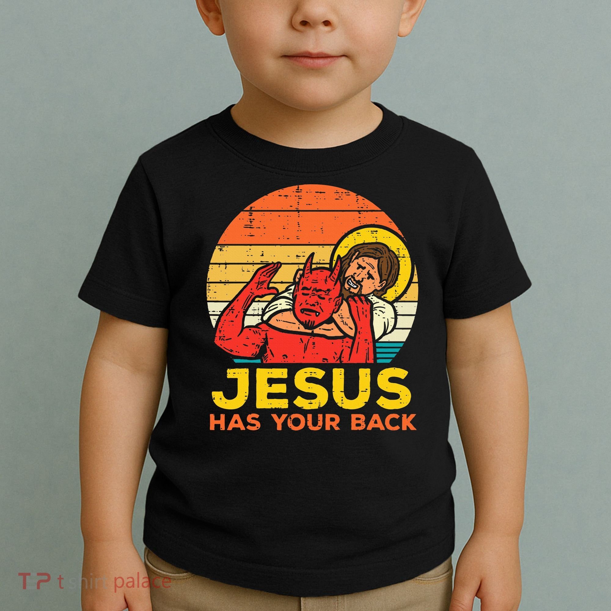 Jesus Has Your Back Jiu Jitsu Retro Christian Toddler T-Shirt