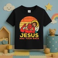 Jesus Has Your Back Jiu Jitsu Retro Christian Toddler T-Shirt thumb 3