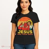 Jesus Has Your Back Jiu Jitsu Retro Christian Women's T-Shirt thumb 4