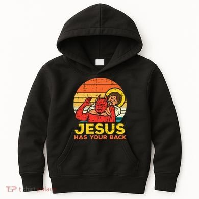 Jesus Has Your Back Jiu Jitsu Retro Christian Kids Hoodie