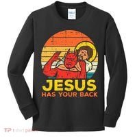 Jesus Has Your Back Jiu Jitsu Retro Christian Kids Long Sleeve Shirt thumb 0