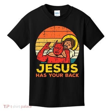 Jesus Has Your Back Jiu Jitsu Retro Christian Kids T-Shirt