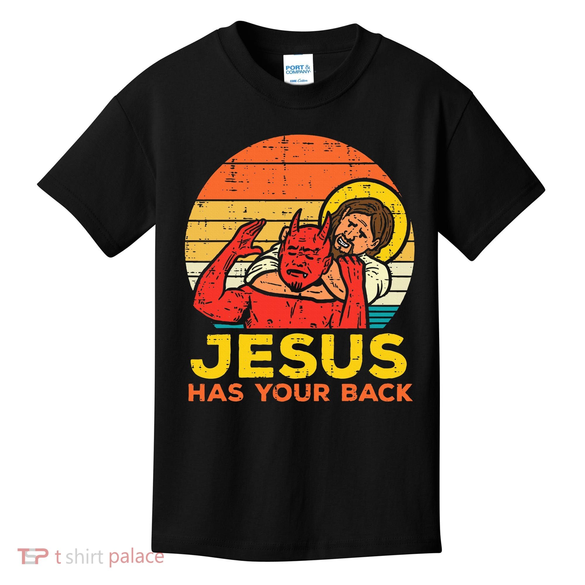 Jesus Has Your Back Jiu Jitsu Retro Christian Kids T-Shirt