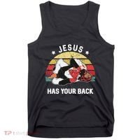 Jesus Has Your Back Jiu Jitsu Christian Tank Top thumb 0