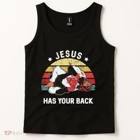 Jesus Has Your Back Jiu Jitsu Christian Tank Top thumb 2
