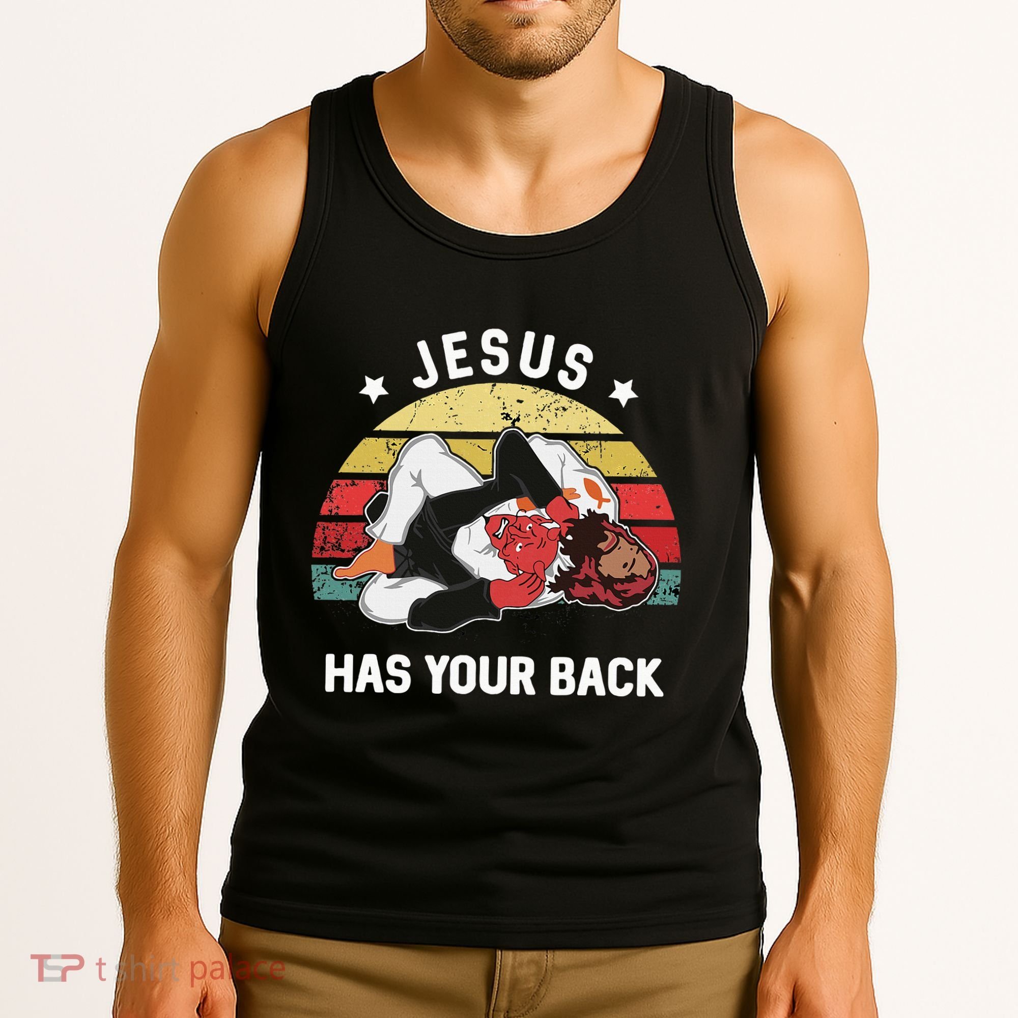 Jesus Has Your Back Jiu Jitsu Christian Tank Top