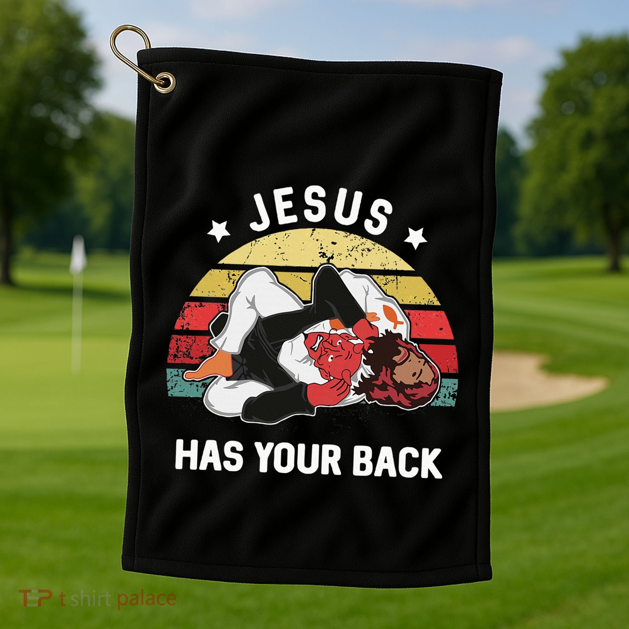 Jesus Has Your Back Jiu Jitsu Christian Golf Towel