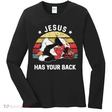 Jesus Has Your Back Jiu Jitsu Christian Women's Long Sleeve Shirt