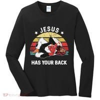 Jesus Has Your Back Jiu Jitsu Christian Women's Long Sleeve Shirt thumb 0