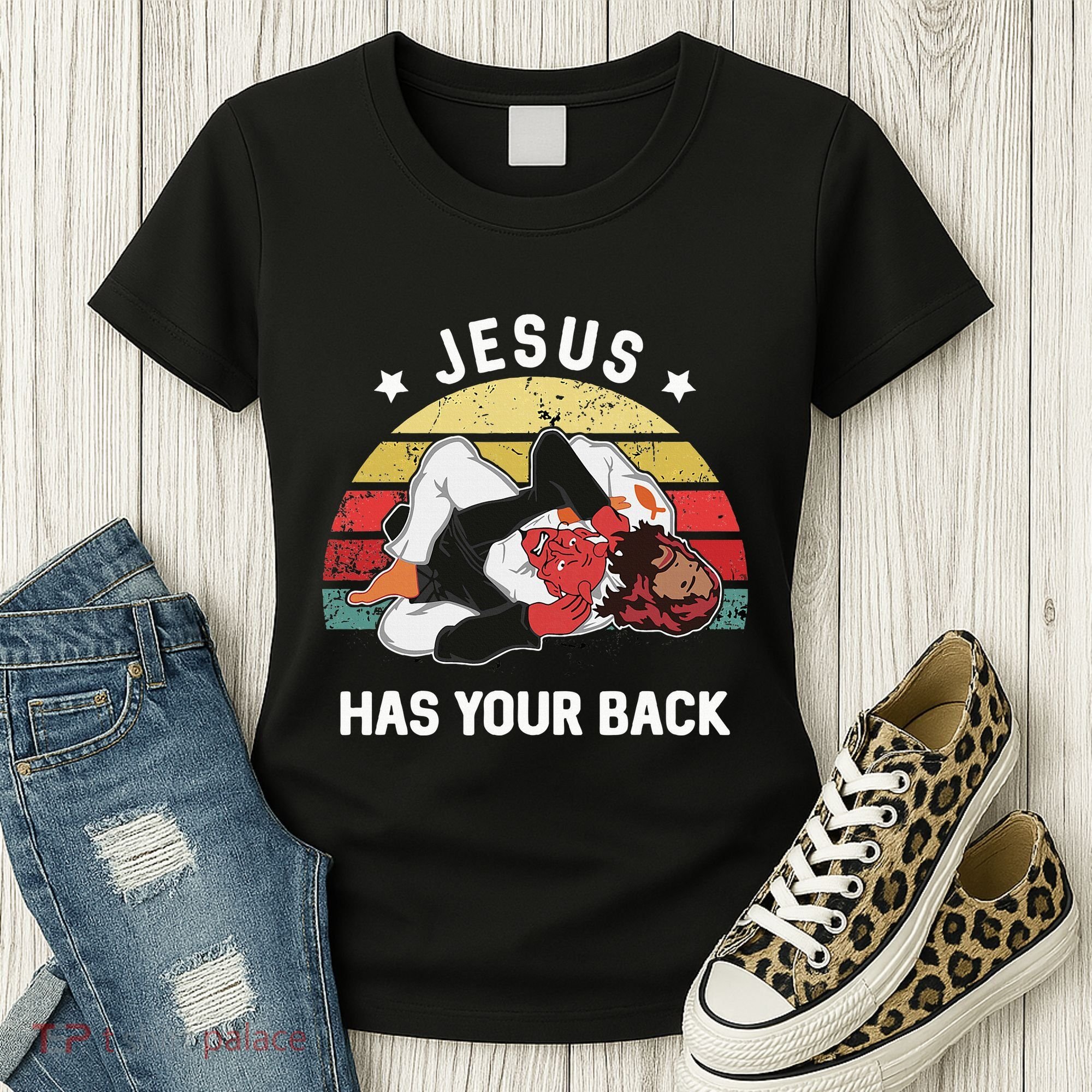 Jesus Has Your Back Jiu Jitsu Christian Women's T-Shirt