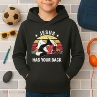 Jesus Has Your Back Jiu Jitsu Christian Kids Hoodie thumb 2