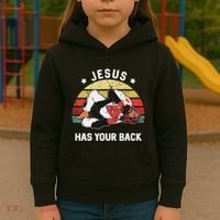 Jesus Has Your Back Jiu Jitsu Christian Kids Hoodie thumb 3