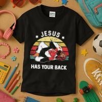 Jesus Has Your Back Jiu Jitsu Christian Kids T-Shirt thumb 3