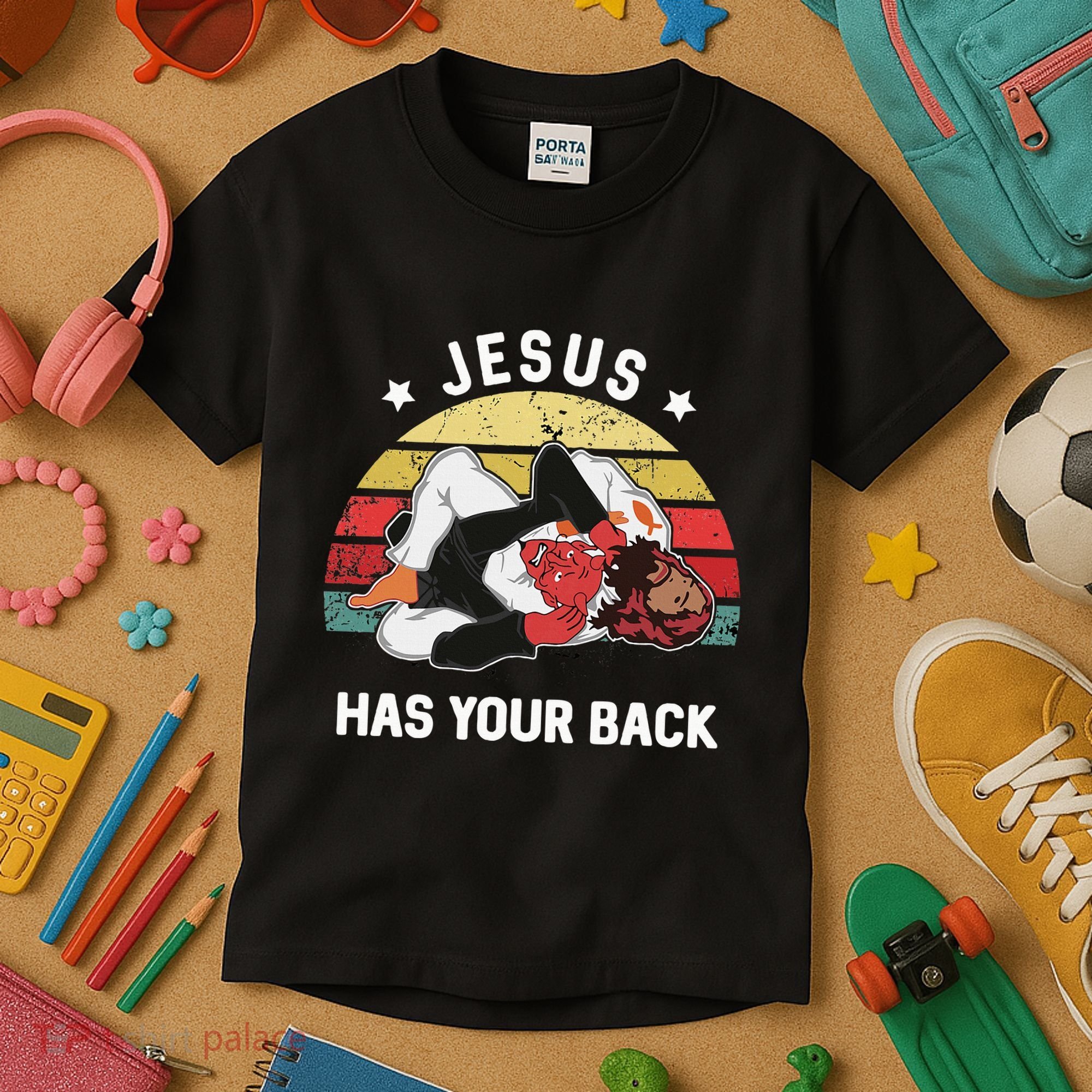 Jesus Has Your Back Jiu Jitsu Christian Kids T-Shirt