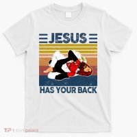 Jesus Has Your Back Vintage JIU JITSU Funny Satan Finished T-Shirt thumb 0