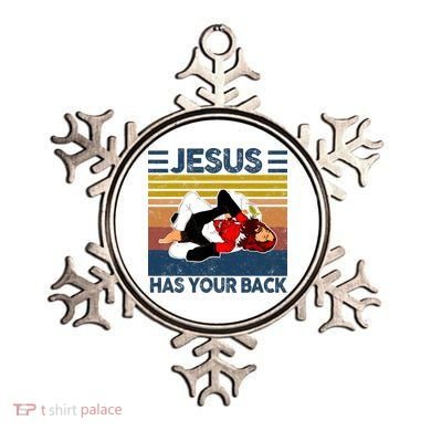 Jesus Has Your Back Vintage JIU JITSU Funny Satan Finished Ornament