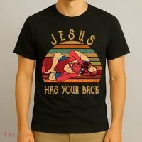 Jesus Has Your Back Funny Vintage Funny Jiu Jitsu T-Shirt thumb 3