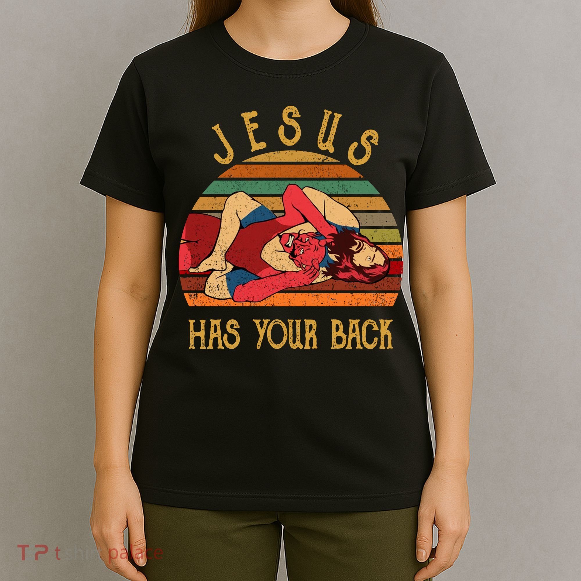 Jesus Has Your Back Funny Vintage Funny Jiu Jitsu T-Shirt