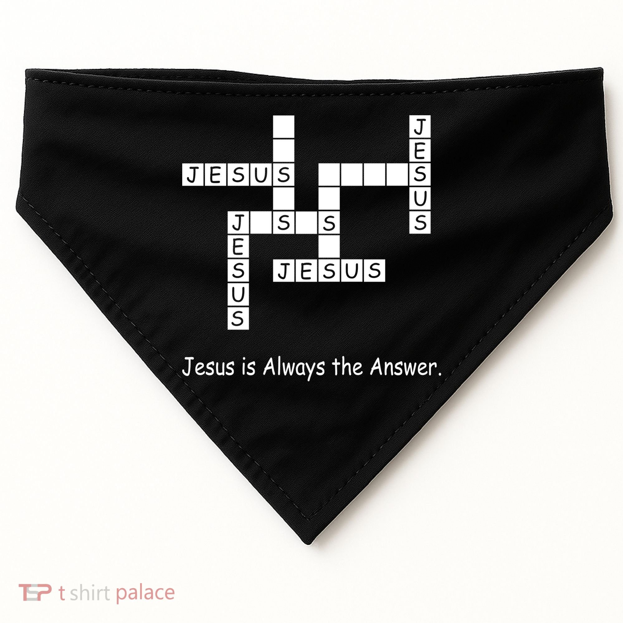 Jesus Is Always The Answer Christianity Crossword USA-Made Doggie Bandana